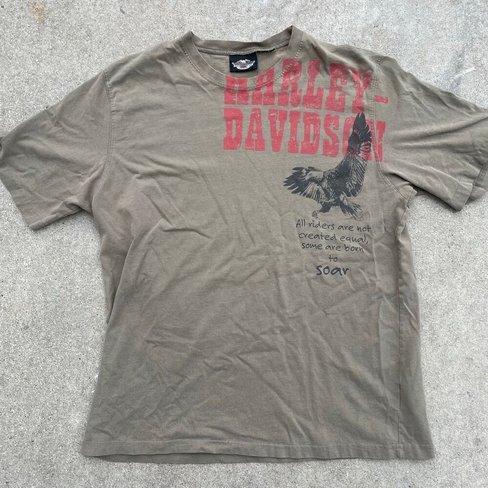 Vintage Harley Davidson Eagle Graphic T Shirt Mens M Faded Brown Born To Soar